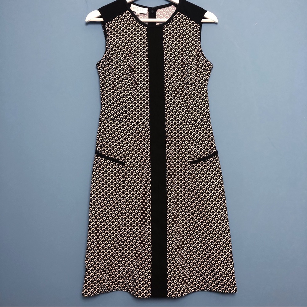 Kasper Black & White Sheath Dress W/Pockets Size 4